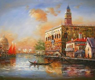 Venetian Sunset Canvas Wall Art (Size: 24 x 36 (Stretched))