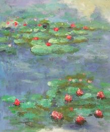 Water Lilies by Monet Canvas Wall Art (Size: 36 x 24 (Stretched))