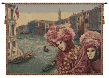 View with Masks Italian Tapestry (Size: 36 x 53)