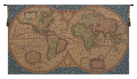 Old Map of the World Blue (Size: 25 x 45 (Mondo Blu))