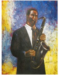 Saxophonist Canvas Wall Art (Size: 36 x 24)