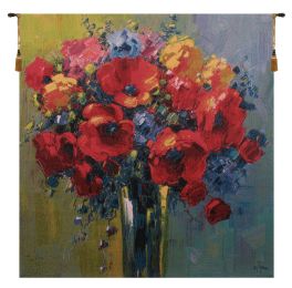 Poppy Bouquet by Pejman Belgian Tapestry Wall Art (Size: 64 x 64)