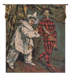 Pierrot and Harlequin European Tapestry (Size: 23 x 19)