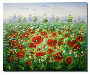 Poppy Field Oil Painting (Size: 20 x 24 (Stretched))